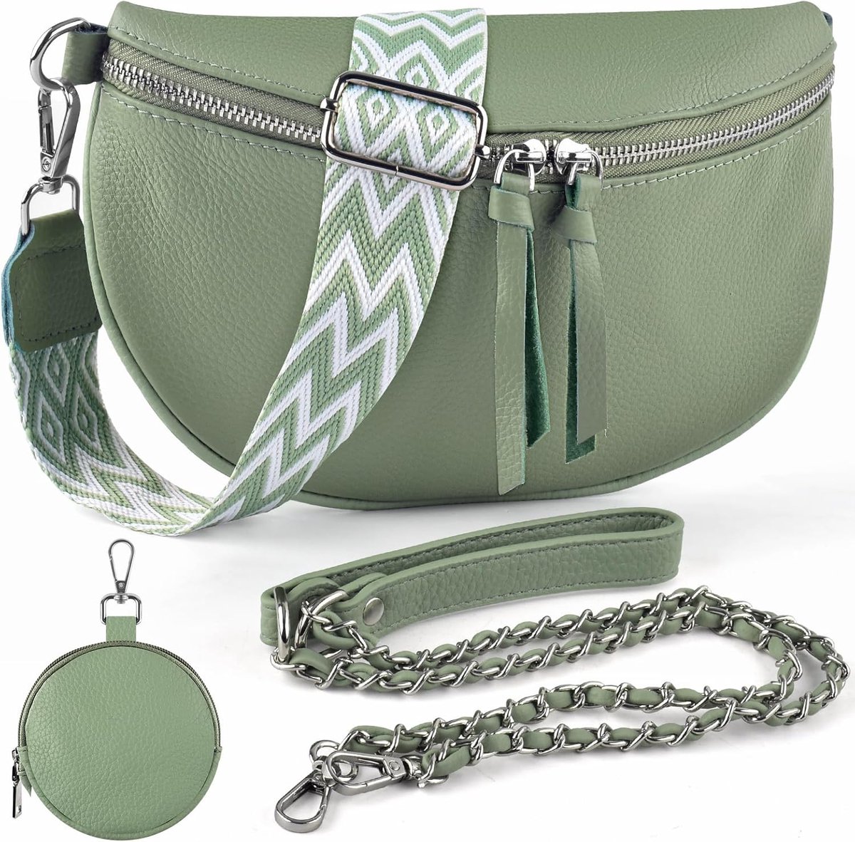 BROTOU Waist Bag Women's Shoulder Bag Crossbody Bag Leather with 2 Wide Shoulder Straps Card Holder Bags Ladies Moon - ShopVlot