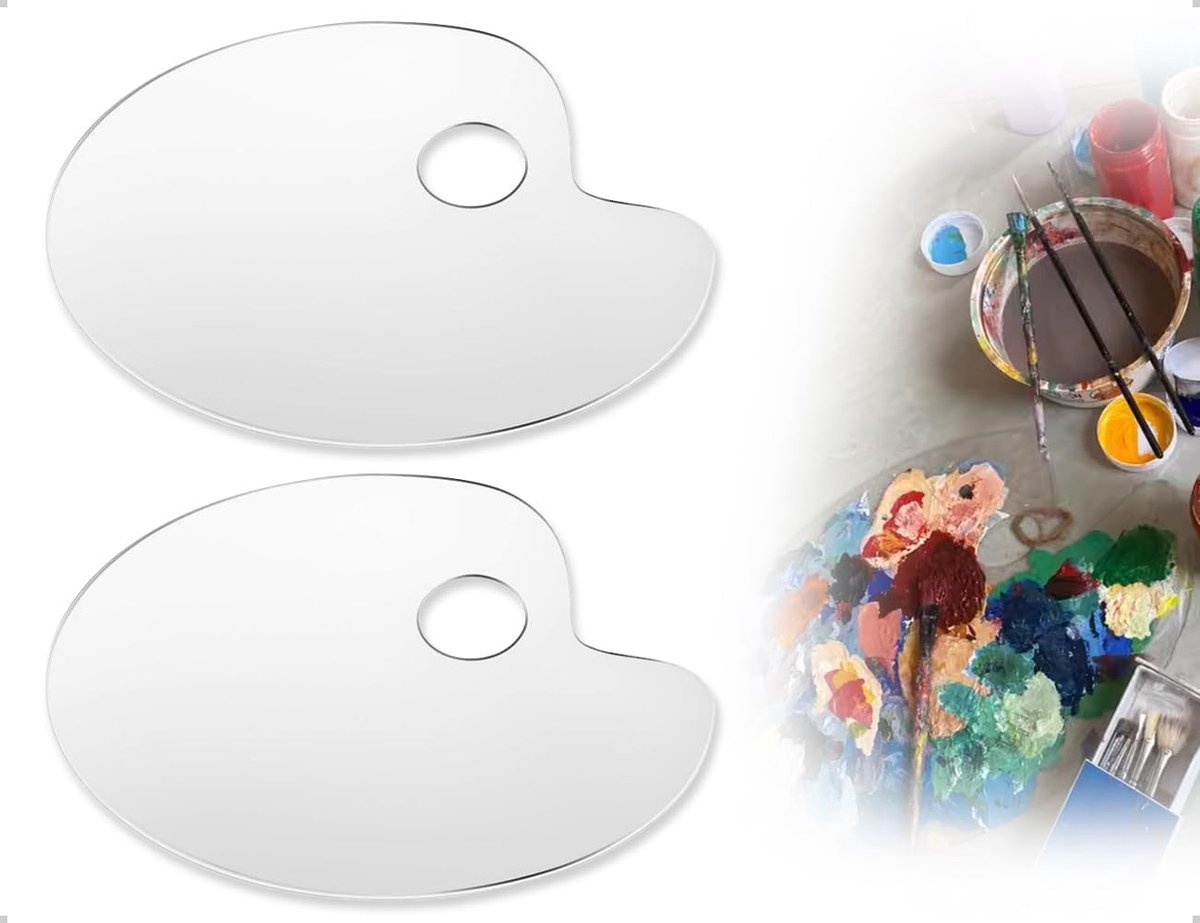 SnelShoppen - 2 Stuks Schilderpalet Acryl Kleur Mengpalet Ovalen 15 x 25 cm Voor Waterverf DIY Creatieve Schilderkunst Met Duimopening