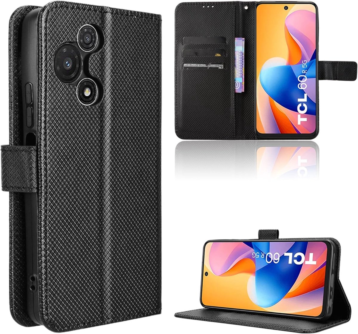 Mobiele telefoon hoes TCL 60 R 5G - Schokbestendige case - Premium carbon fiber - Staand gebruik - ShopVlot