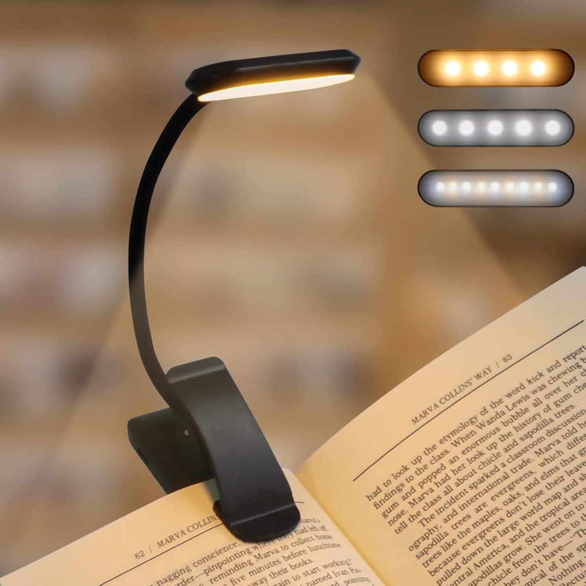 LED Boeklamp met Klem - Zwart - 360° Flexibel - USB Oplaadbare Nachtlamp - Voor Lezen in Bed