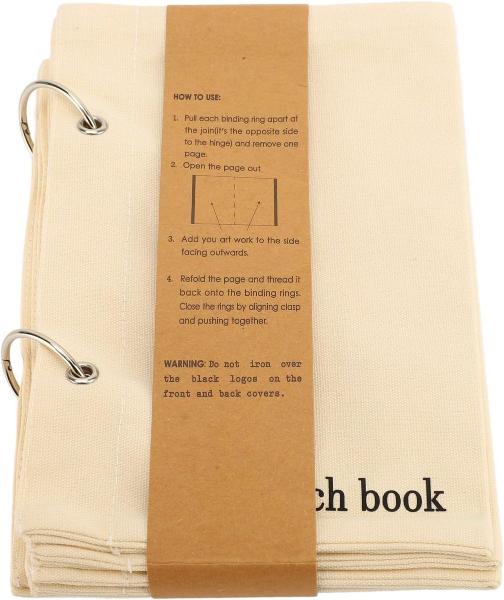 SnelShoppen - Blank Fabric Sketchbook, Draagbaar DIY Notitieboek, Vouwbaar Reisdagboek, Stof Planner, Notitieboek voor Tekenen, Schrijven en Scrapbook