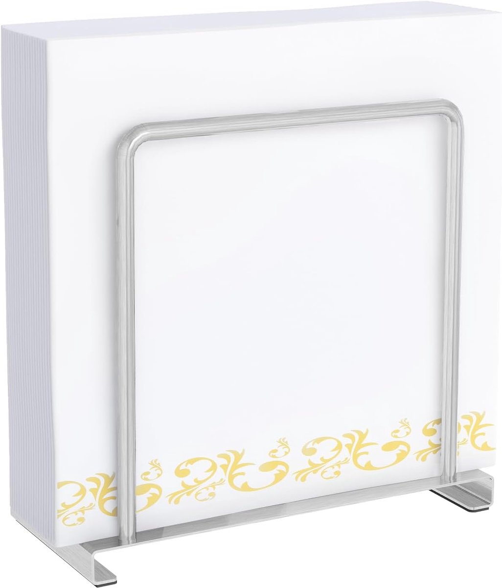 SnelShoppen - Stijlvolle Zilveren Servethouder van Metaal, Servetdispenser voor Tafel, Servetstandaard, Keukenaccessoires, Decoratieve Papieren Servet