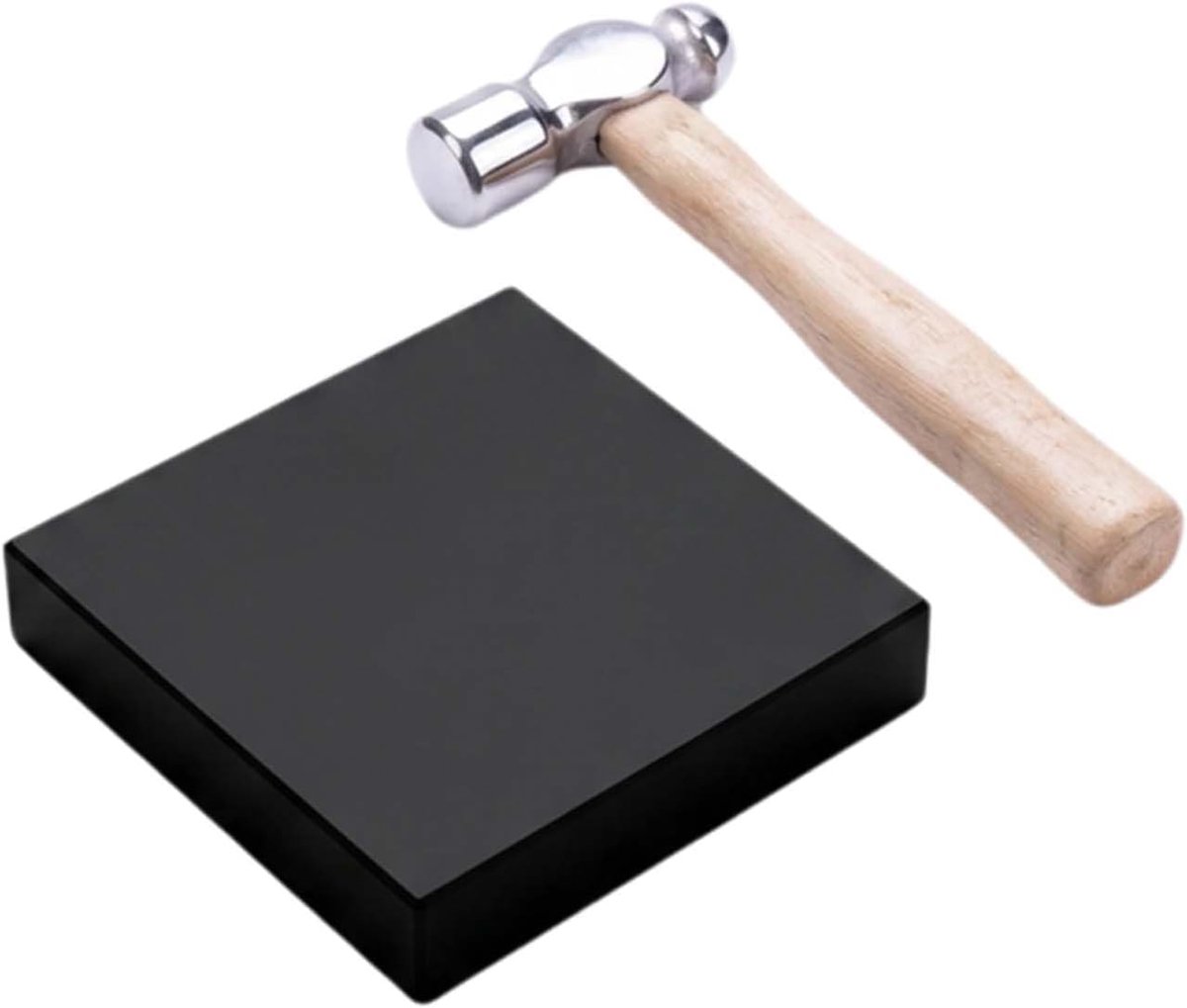 Mini hamer 15 cm - rubberen werkpad 10 x 10 x 2 cm - voor juwelen en microsculptuur - precisie-impact - SnelShoppen
