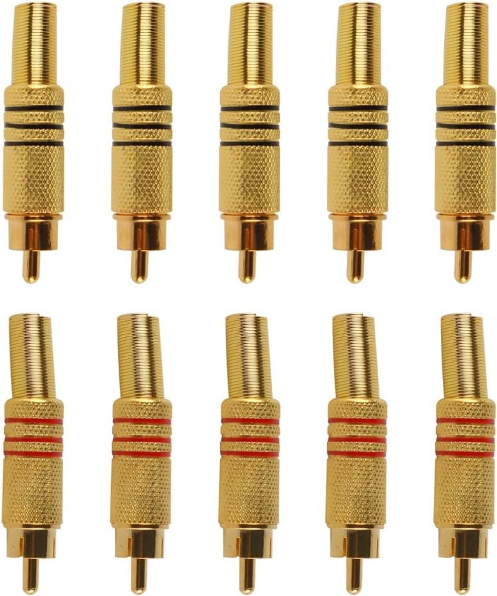 SnelShoppen - 10 Stuks Lotus Audio Connectors Solderless Adapter voor Audio Video Verbindingen, Mannelijke Stekker, Coaxiaal, Ideaal voor DIY Projecte