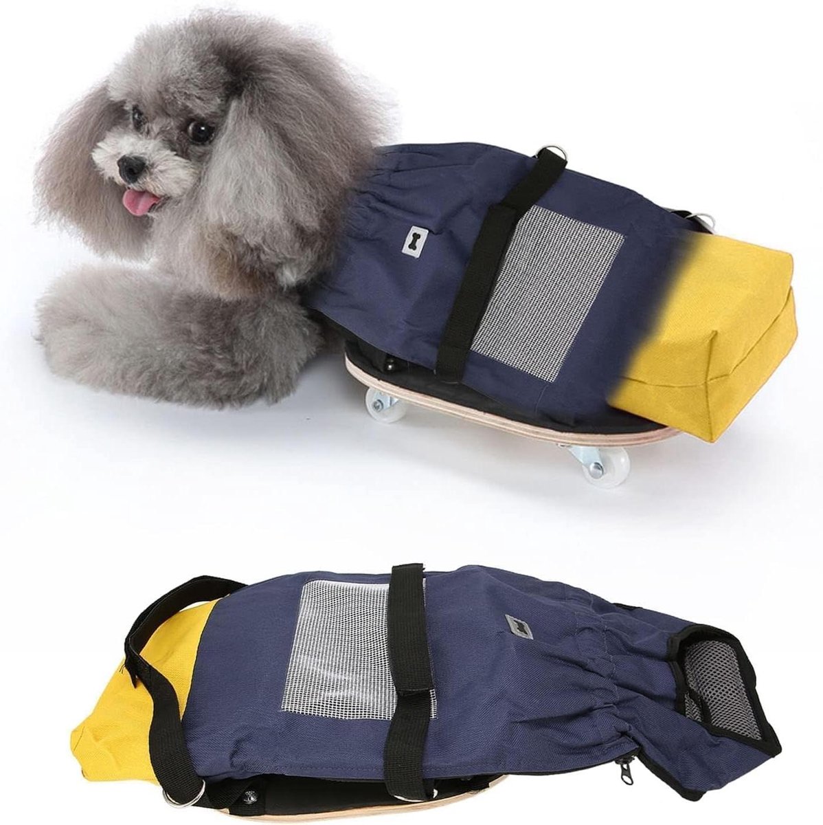 Hondenharnas Rolstoel - Hondenkar Lopen - Ondersteuning Huisdier - Composiet Plank - 6.5-9kg - Zwart