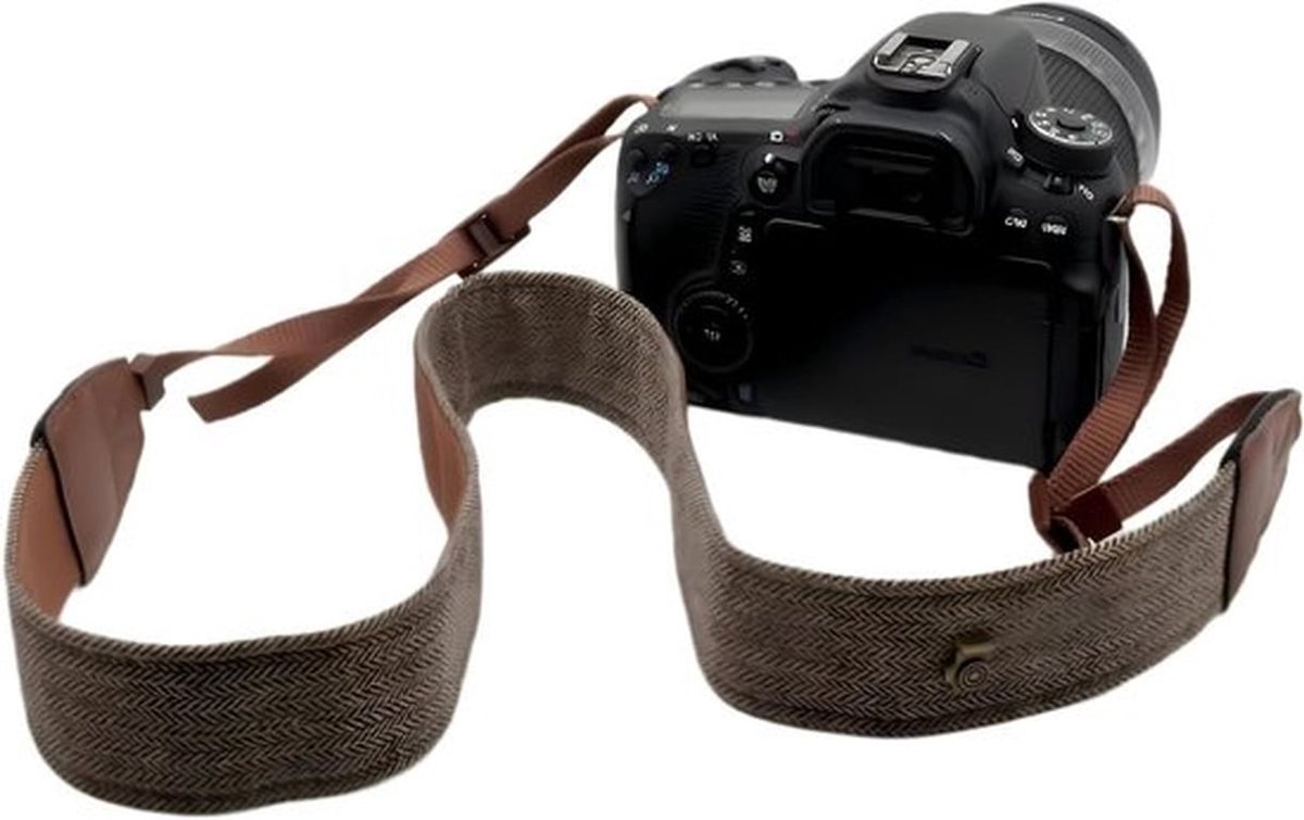 Verstelbare Schouderriem van Katoen en Leer voor DSLR Camera's, Ideaal voor Fotografen en Creatieve Opnames