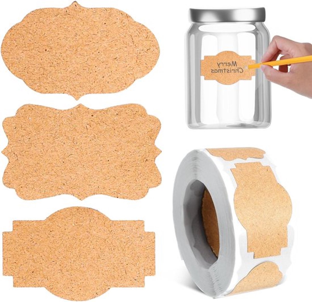 Bruine Etiketten - Labels Stickers Roll - Potten Organiseren - Gladde Schrijfoppervlakte - 497 x 118 inch - Bruin