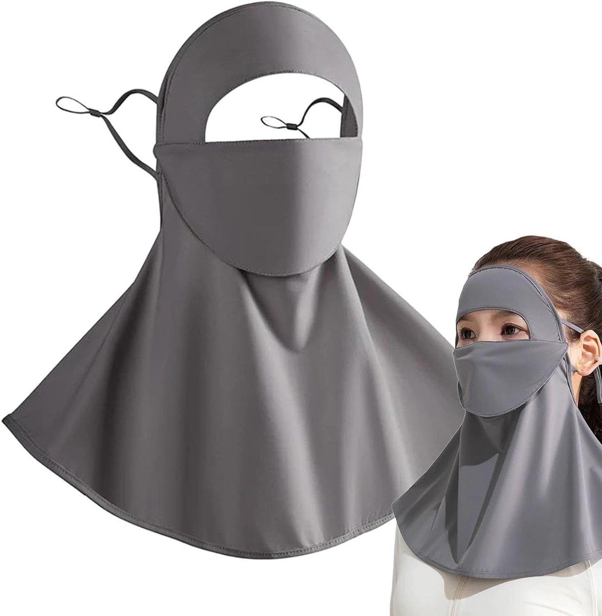 Gezichtsbedekking Zonbescherming - UV-Werend Masker Nekbeschermer - Buitenactiviteiten Bescherming - Met Drinkopening - One Size - Zwart