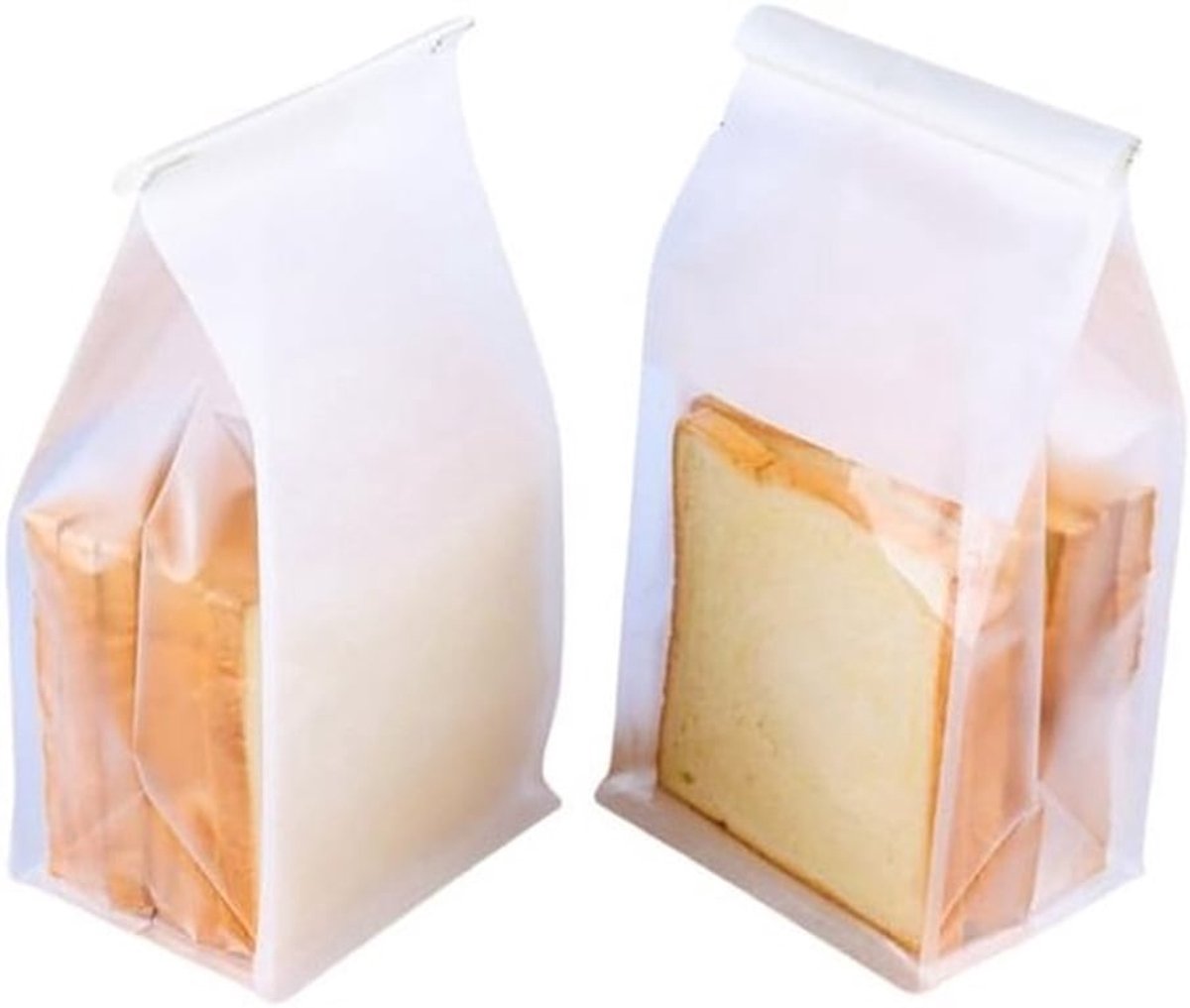 50 Stuks Papieren Broodzakken met Doorzichtig Venster en Tin Tie Sluiting voor Bakkers, Perfect voor Koekjes, Brood en Gebak