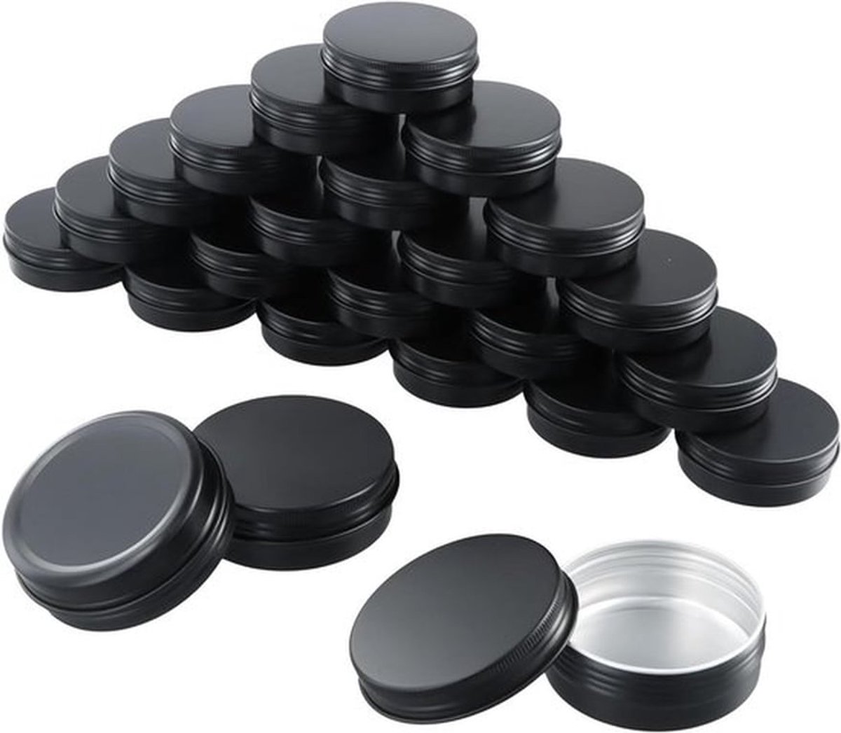 Set van 24 Lege Aluminium Blikjes van 60ml - Ronde Cosmetische Containers voor Lotion, Poeder en Kaarsen met Schroefdop - Ideaal voor Reizen en Monsters