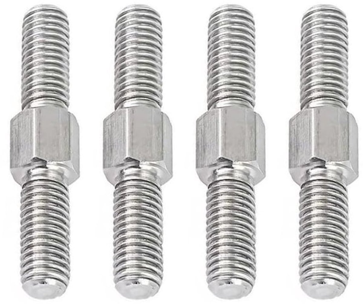 Set van 4 roestvrijstalen dubbele eindstangen met M8 x 70mm schroefdraad, hex kop, links/rechts schroefdraad voor stevige bevestiging
