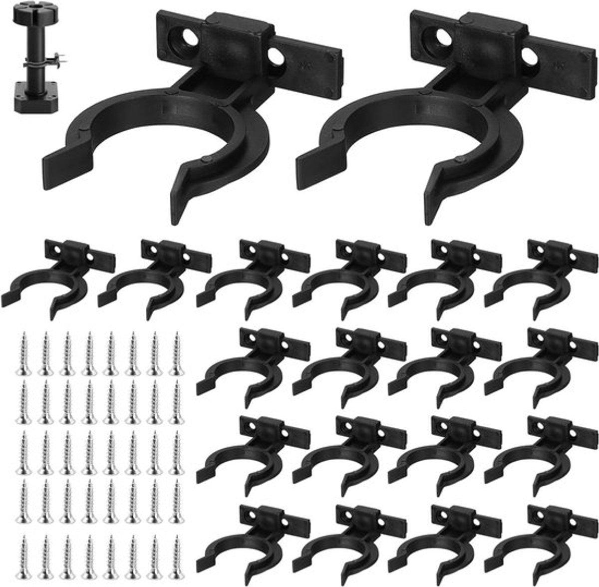 20 Stuks Kickboard Clips voor Keuken en Badkamer, Inclusief Beugels en Schroeven, Geschikt voor 32-42mm Diameter Meubelpoten en Plinten