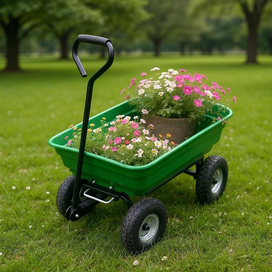 NAVOBIZ Kiepwagen - Transportwagen - Kruiwagen - Kiepwagen - 600 kg draagvermogen - Stalen frame - Luchtgevulde banden - Groen — afbeelding 4
