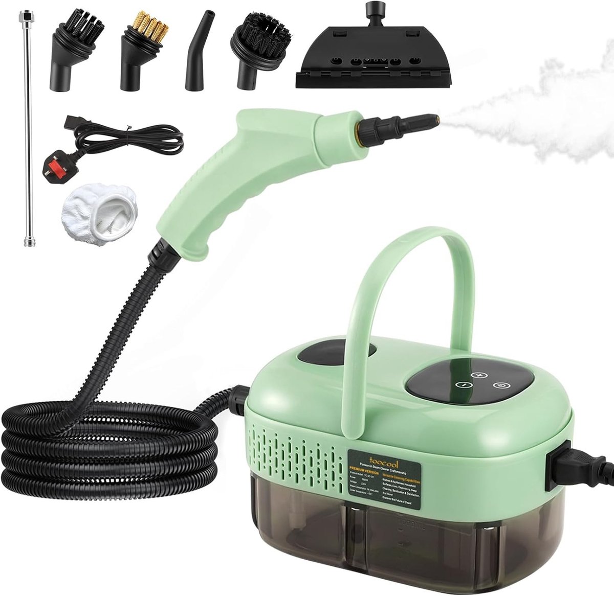 Draagbare Stoomreiniger - Nieuwgroen - 2500 W - Multifunctionele Handstoomreiniger - Voor Keuken, Badkamer en Auto