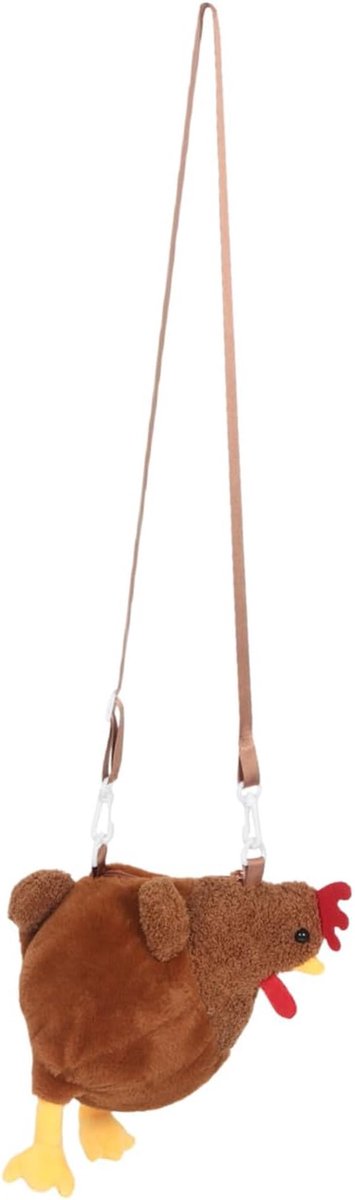 Kip Pluche Schoudertas - Dieren Portemonnee - Spullen Dragen - Zacht Pluche Materiaal - 31 x 23 x 14 cm