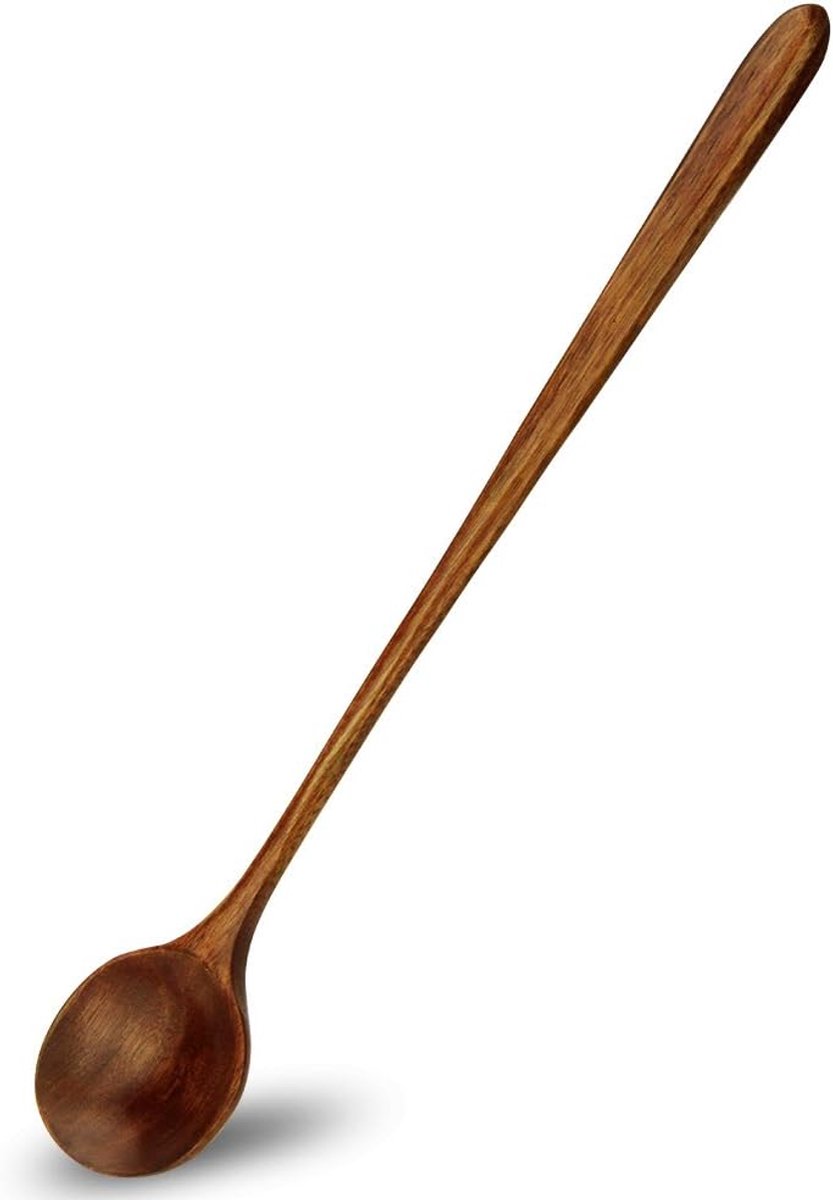 Lepels Hout, 1 Stuks Koreaanse Stijl 11 "100% Natuurlijke Hout Lange Handvat Ronde Lepels Voor Soep Koken Mengen Roerder Mukbang Keuken Gereedschap Gebruiksvoorwerpen (Koreaanse Stijl Soeplepel)