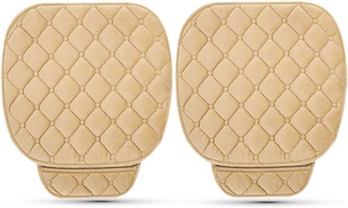 KZQ Universele antislip auto stoelhoezen voorstoel - Ademend en comfortabel - Set van 2 - Interieurbeschermer voor dagelijks gebruik - Beige