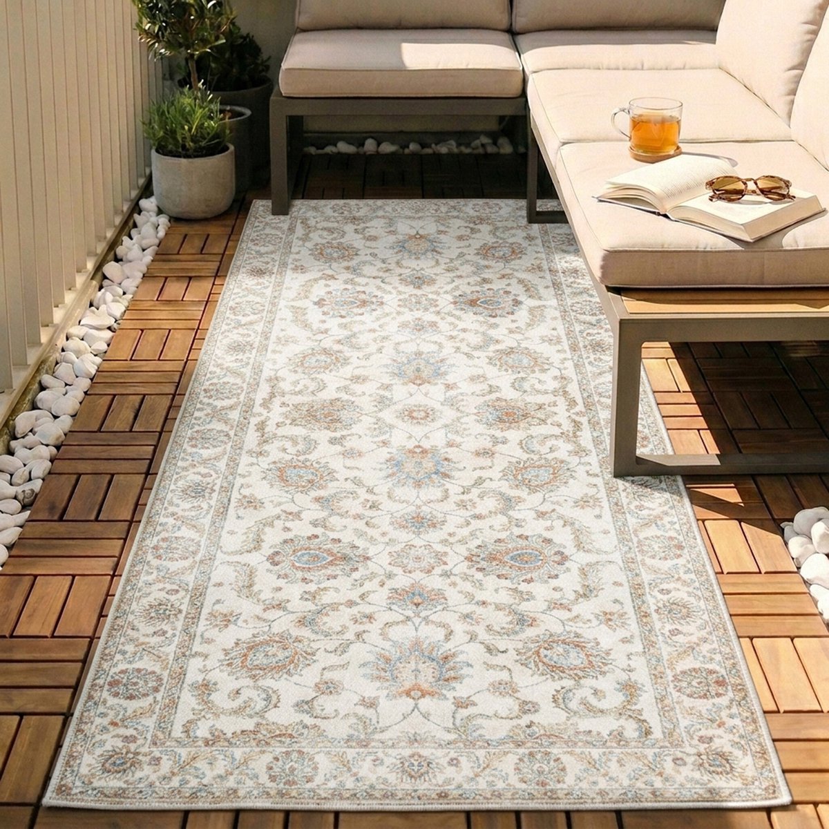 Fraai Wasbare loper - Domingo Oriental Wit - 80x350cm