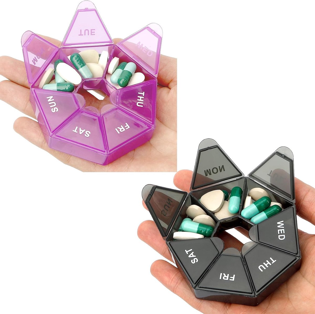 Pillendoos -Pillendoos 7 dagen - Pillendoosjes - Pillendoosje 7 Dagen met 7 Vakken – Medicijndoosje met Weekdagen - Medicijnen Organizer met Stevige Sluiting - Compacte Pillenverdeler