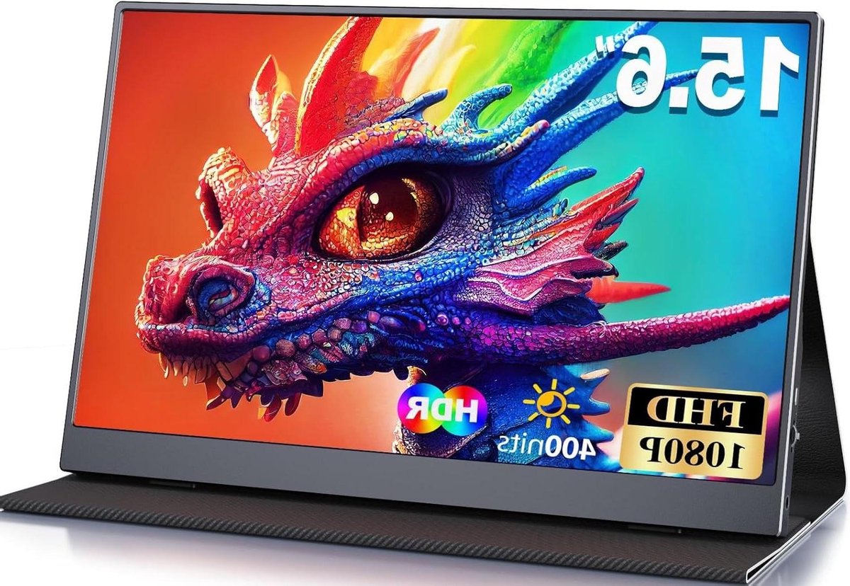 Draagbaar Scherm - Extra Monitor - Productief Werken - Flikkervrij Blauwlichtfilter - 156 Inch - Zwart