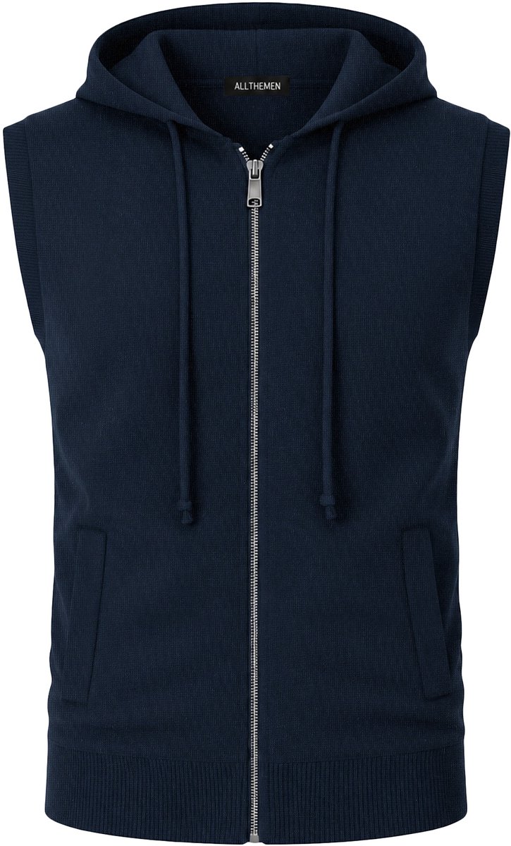 ALLTHEMEN Heren Mouwloos Gebreid Vest Hoodie - Zacht Comfortabel - S