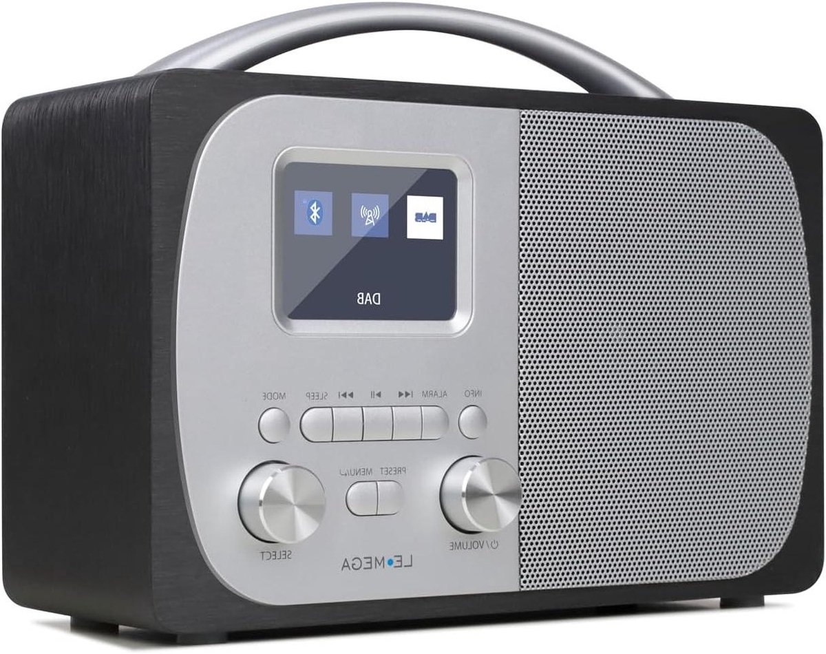 Digitale Radio - Wekkerradio Bluetooth - Muziek Luisteren - Houten Kast - Compact Formaat - Hout Metaal
