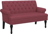 vidaXL - Bankje - met - rugleuning - 120x62x75,5 - cm - stof - wijnrood