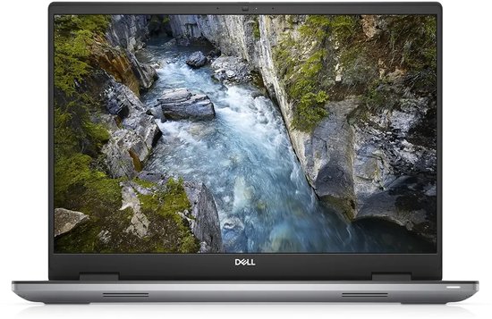 Dell laptop met een rustgevend berglandschap op het scherm.