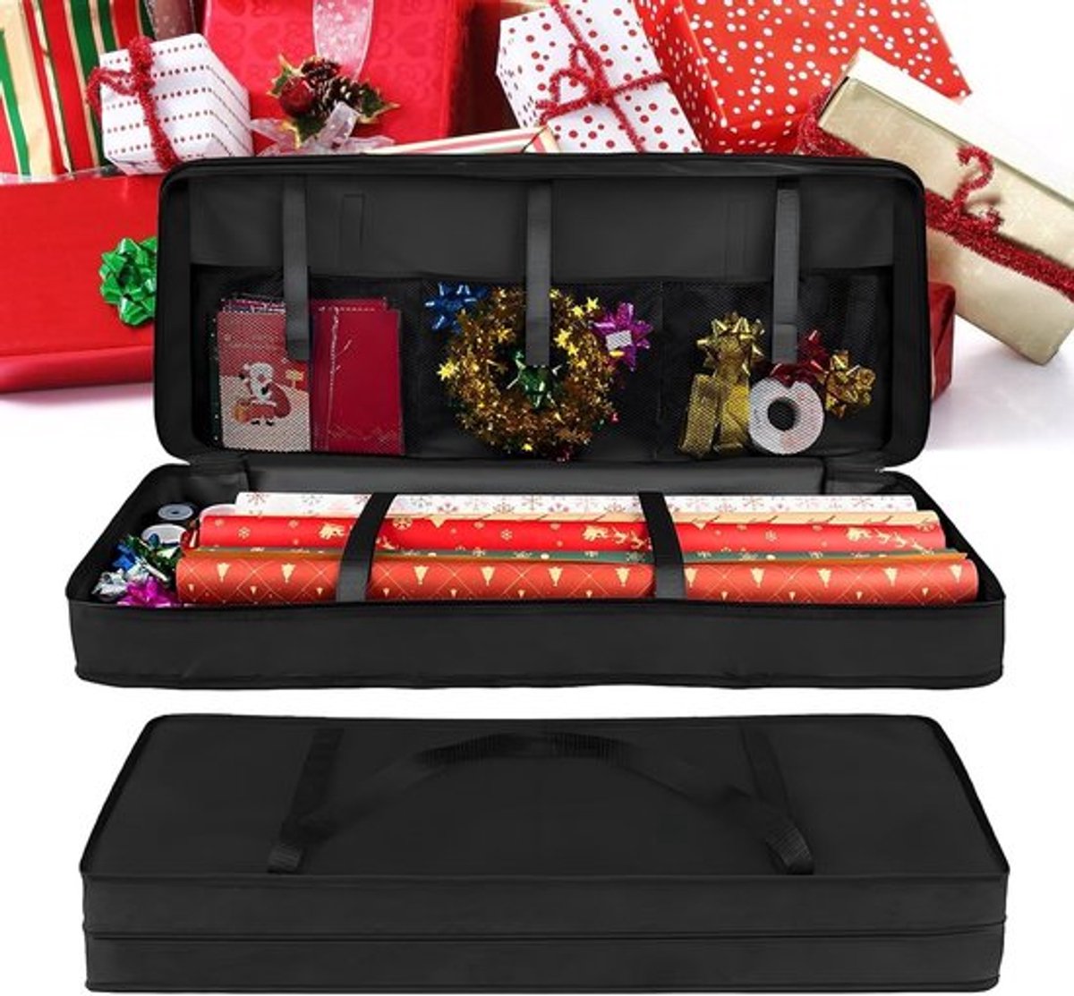 Opbergzak voor Cadeaupapier - 82 x 13 x 34 cm - Duurzaam 600D Oxford - Organizer met Etikettenvenster en Ruimtebesparend Ontwerp