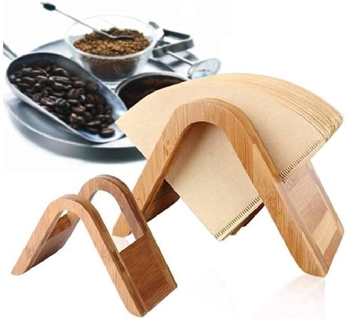 Houten Koffiefilter Houder voor Filterpapier - Opbergplank en Display voor Espressomachine en Koffie Accessoires