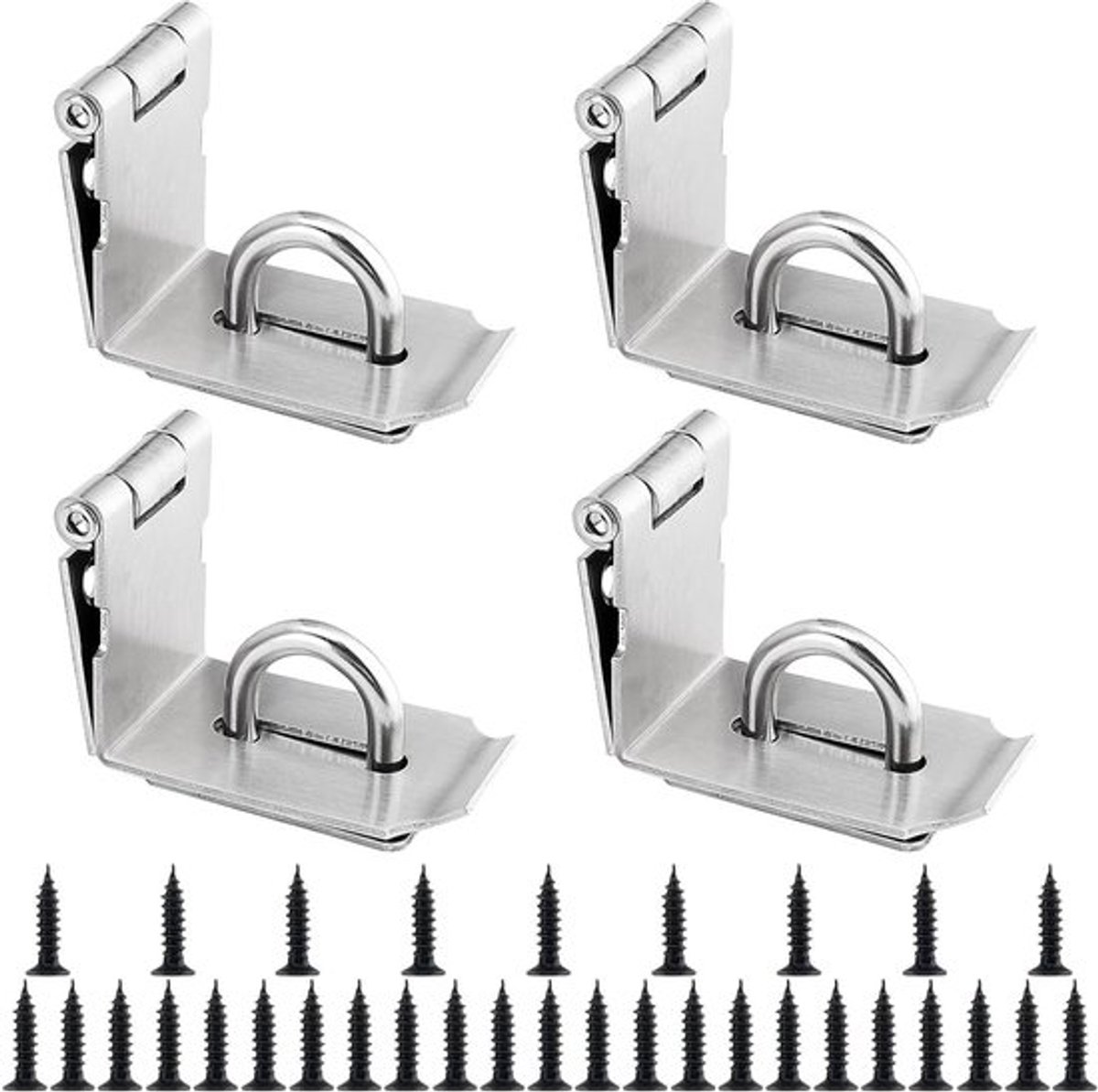 4 Stuks 4 Inch 90 Graden Hangslot Hasp, Kleine Rechte Hoek Hasp Slot met Schroeven voor Deur en Raam - Veiligheidsoplossing voor Thuis en Tuin