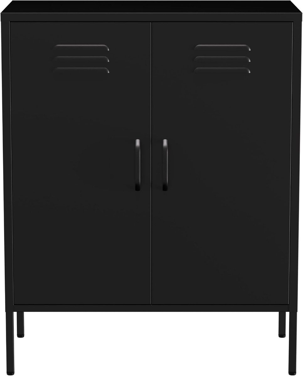 Sideboard 80x40x100cm - metaal - zwart - ideale opslagoplossing voor tuingereedschap - SnelShoppen