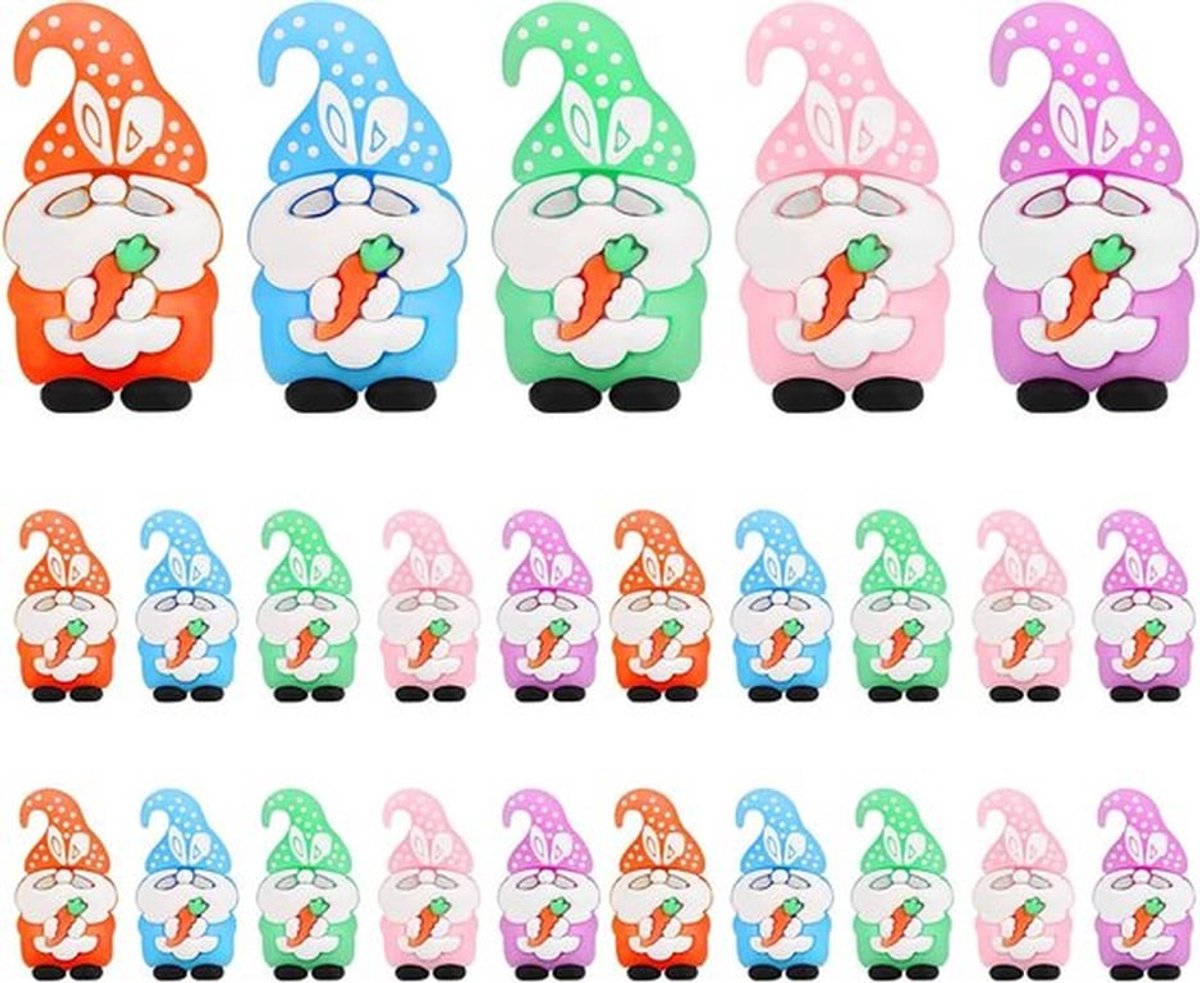 25 Stuks Mini Gnooms voor Pasen, Kleurige Tuinornamenten van PVC, Kleine Dwergen Decoratie voor Lente en Tuinaccessoires