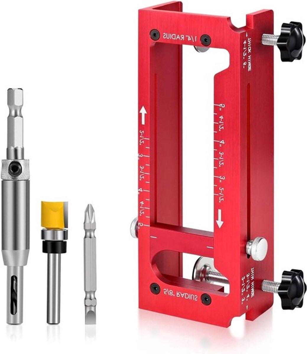 Professionele Aluminium Scharnier Template met Die, Diepte-instelling en Zelfcentrerende Cutter voor Ronde en Vierkante Hoek Scharnieren, Bespaar Tijd en Verbeter Precisie