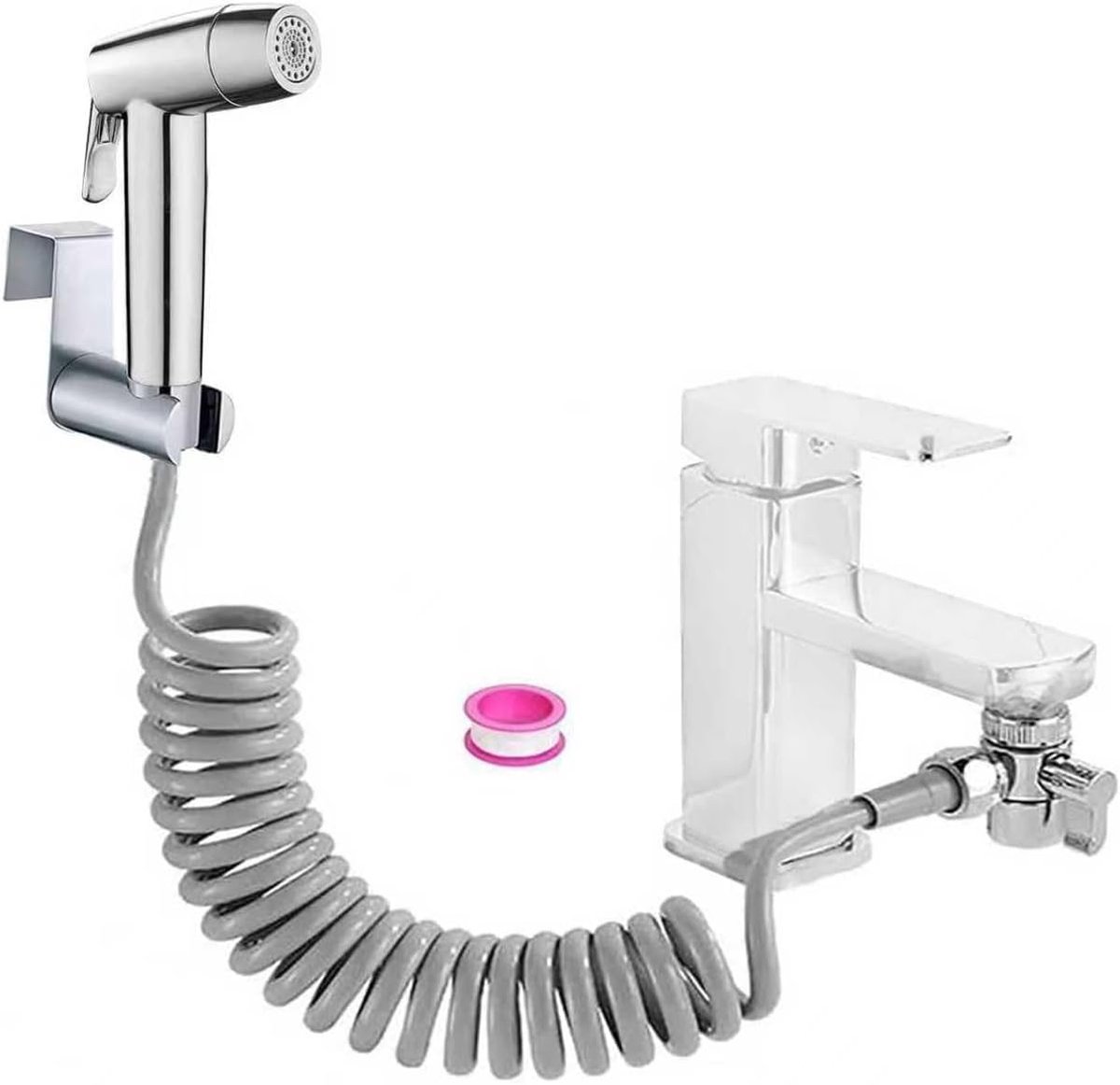 Bidet Hand Shower Set, ABS Plastic, Baby Cloth Nappy Spray Set with Tap Dispenser, Double Jet Mode, Nozzle, Spring - ShopVlot