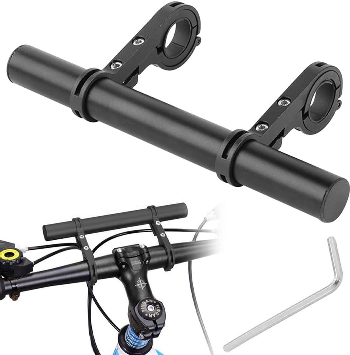 Bicycle Handlebar Extension Bicycle Extension 20 cm Bicycle Handlebar Extension with Screwdriver Aluminium Alloy for - ShopVlot