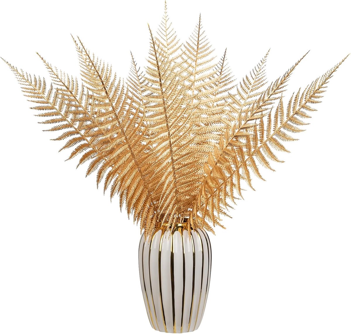 Kunststof gouden varenbladeren 49cm - Realistisch uiterlijk - Perfect voor bloemarrangementen - Elegante decoratie - ShopVlot