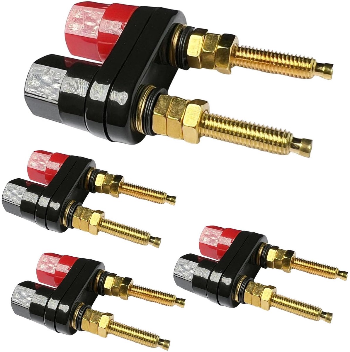 2-weg versterkers 4 paar - audio plug met banaanstekker - zwart en rood - ideaal voor audio-installaties - ShopVlot