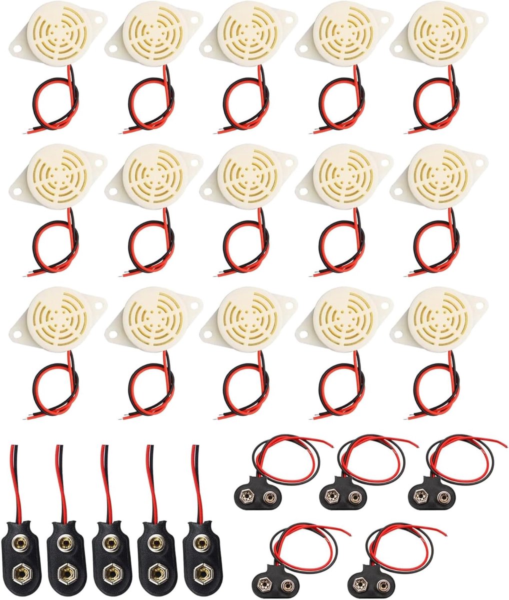 Piezo Buzzer 15pcs DC 3-24V - Actieve piezo alarm - Intermittent geluid - Geschikt voor diverse toepassingen - ShopVlot
