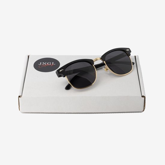 JNGL Clothing - Clubmaster Zonnebril - UV400 - Gepolariseerd - Heren - Zwart - Goud — afbeelding 4