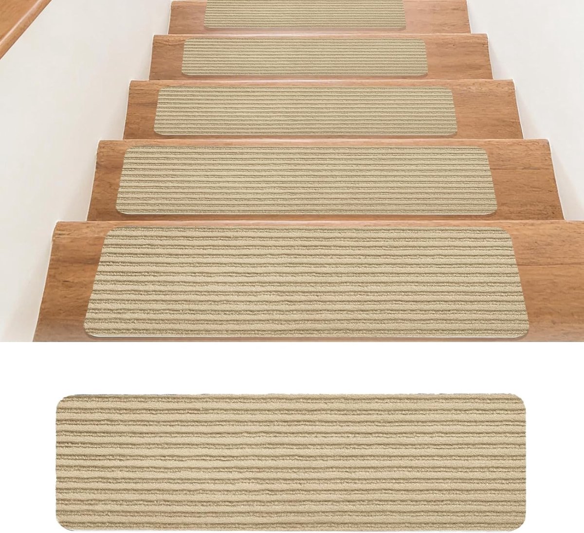 Set van 15 Zelfklevende Trapmatten 76 x 20 cm Antislip voor Binnen, Geschikt voor Huisdieren, Senioren en Kinderen