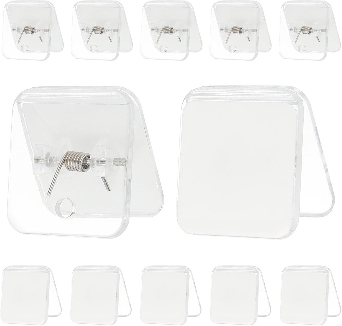 SnelShoppen - 12 Stuks Rechthoekige Plastic Zelfklevende Clips voor Wandtapijten, Foto's en Posters - Heldere, Duurzame Clips voor Kantoor en Thuis