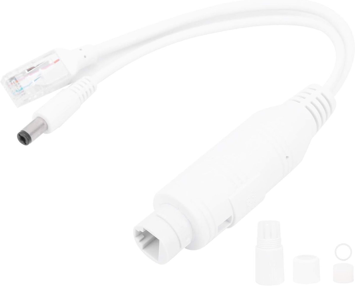 SnelShoppen - POE Splitter Waterdichte Adapter Kabel Voedingsmodule 48V naar 12V voor IP Camera CCTV Buiten Gebruik, Milieu Monitor