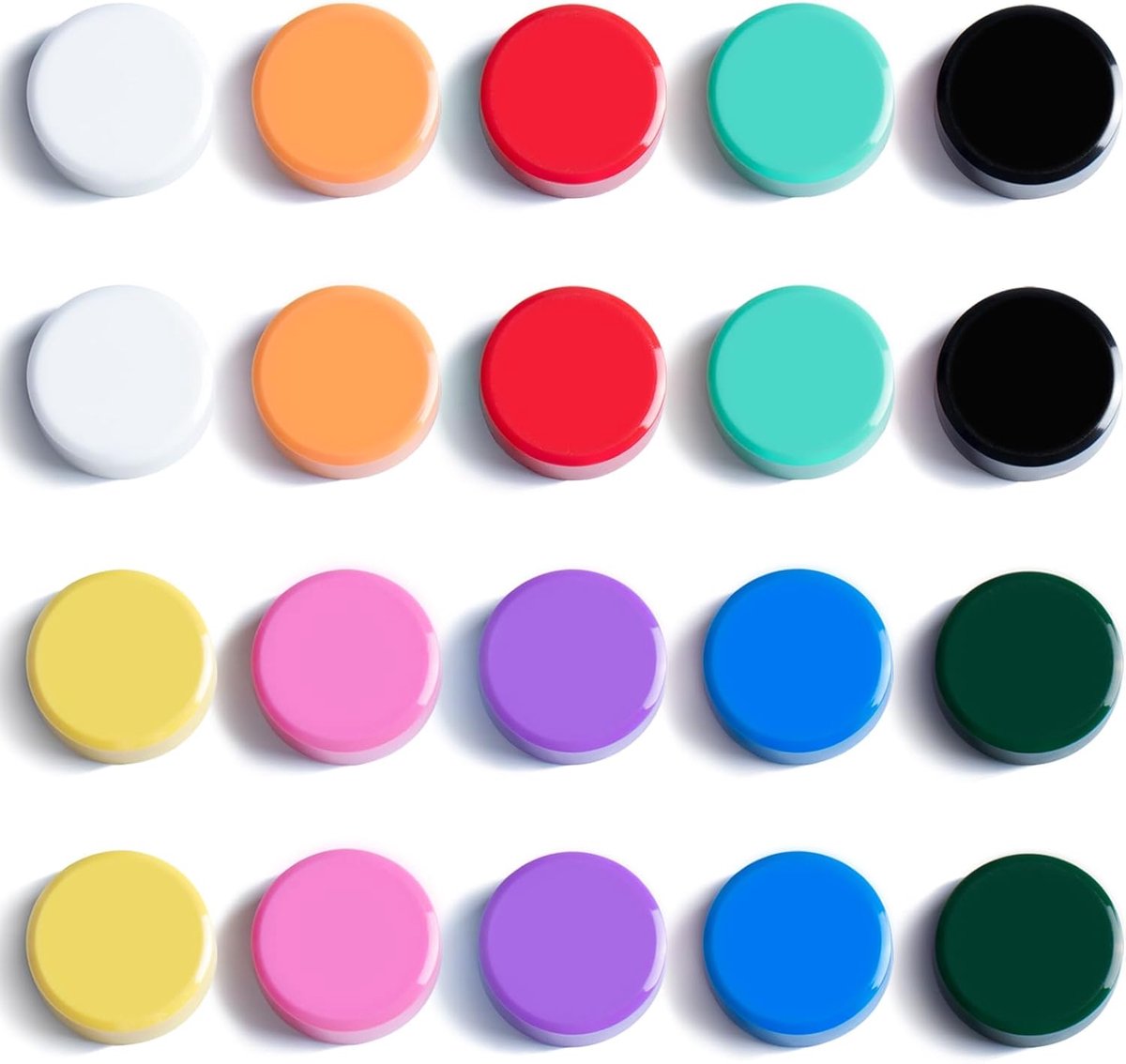 SnelShoppen - Kleurrijke Fridge Magneten voor Whiteboard en Koelkast - Decoratieve Magneten in 10 Kleuren - 20 Stuks voor School, Keuken en Kantoor