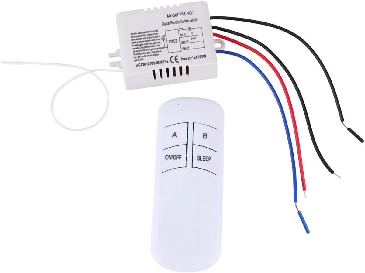 SnelShoppen - Hyuduo Lamp Licht Digitale Schakelaar, Draadloze Wandafstandsbediening, Ontvanger voor Industrieel en Thuisgebruik 220V, Lange Levensduu