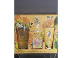 geschenk set vrouwen verjaardag - kerst geschenk - leuk kado -vegan - hand creme - douche gel - zeepstuk - la florentina -olijf olie - agrumi di boboli - moeder dag - valentijn -