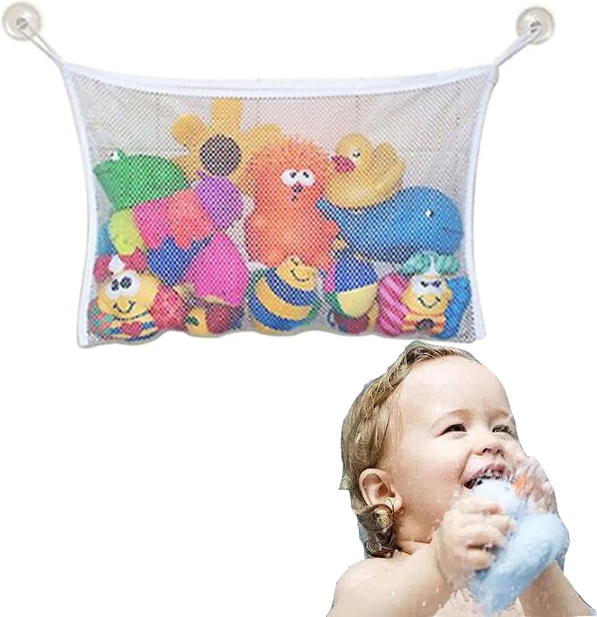 SnelShoppen - Multifunctionele Badkamer Mesh Tas voor Kinderen - Bad Speelgoed Opslag Tas - Water Speelgoed Hangtas - Lichtgewicht en Duurzaam - Ruime