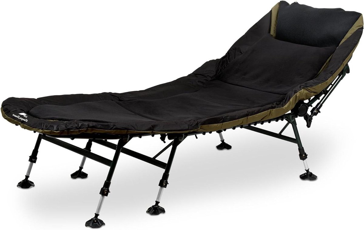 Opvouwbaar veldbed - Kampeerligbed - Comfortabel kamperen - 8 In hoogte verstelbaar - 210 x 85 cm - Olijf zwart