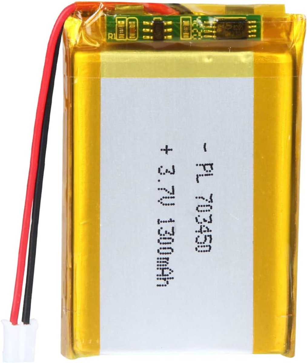 3.7V 1300mAh Battery 703450 Lithium-Polymer-Ion-Lithium-Ion-Li-Po Battery with 2P-PH Jack with 0.3 cm Grid Size - ShopVlot