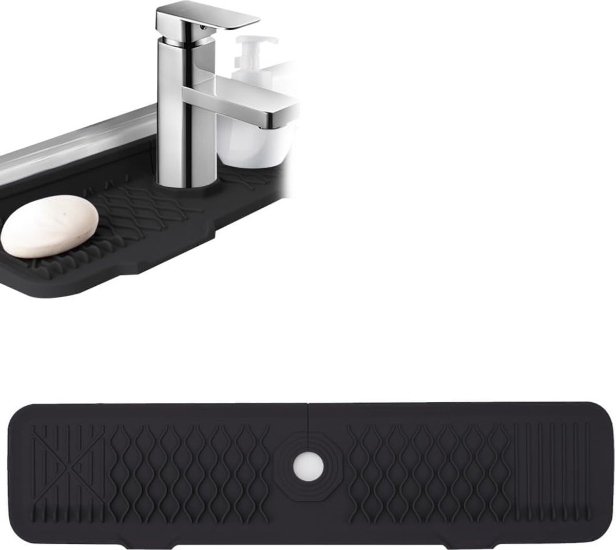 SnelShoppen - Keukenafvoer Splash Guard, Hoekige Silicone Kraanmat voor Keuken en Badkamer, Makkelijk Schoon te Maken, Efficiënte Afwatering, Grijze K